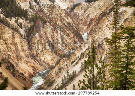 The Grand Canyon in Yellowstone National Park is a deep canyon carved out of the rocks by the Yellowstone River.
