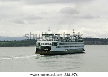 A Washington State Ferry on a route in the San Juan Islands. These ferries carry both passengers and cars between the mainland and the islands.