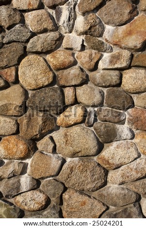 An abstract pattern created from the exterior wall of a fireplace made of rounded rocks from an old river bed.