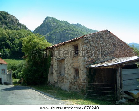 Old House in pyrenees hilltown, France