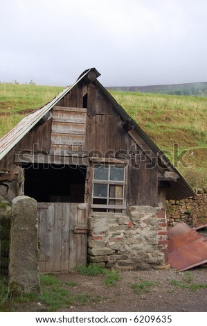 Old barn or outhouse on a Yorkshire moors farm, England
