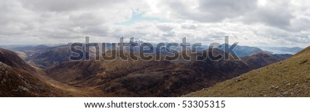 A panorama of the Glencoe Mountains from Stob Ban, near Fort William, Scotland