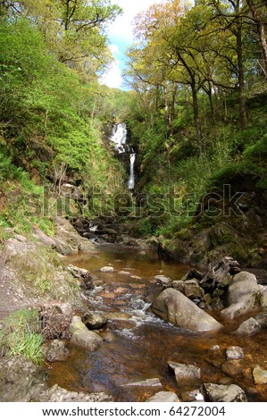 Waterfall in the Trossachs Queen Elizabeth park, Scotland