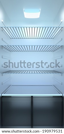Empty fridge. 3D render