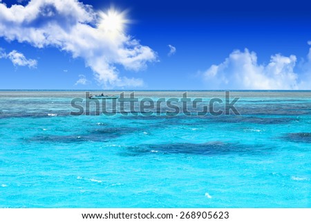 Crystal clear blue coral water of a Red Sea, seascape