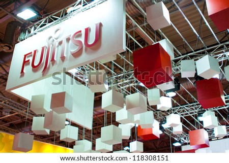 VIENNA - OCTOBER 26: Fujitsu stand at the 19th Intelligent Transport Systems World Congress on October 26, 2012 in Vienna, Austria