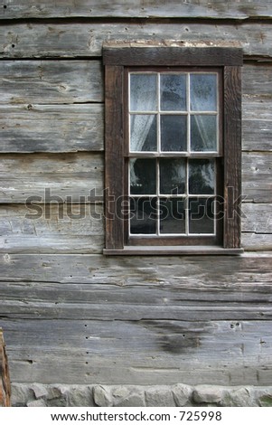 A very rustic window on an old mountain cabin.