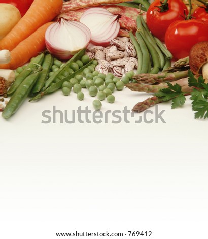 Vegetables on a white table