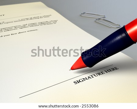 About to sign a contract. Digital illustration.