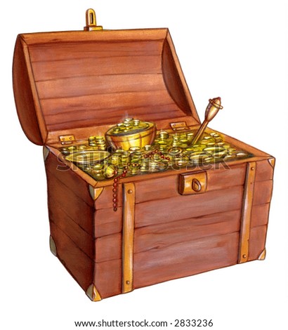 Wooden Treasure Chest. Hand Painted Illustration. - 2833236 : Shutterstock