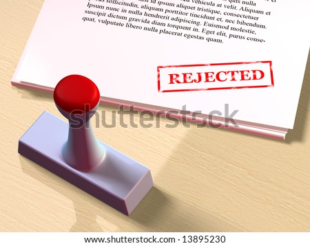 Rejected stamp on paper documents. Digital illustration