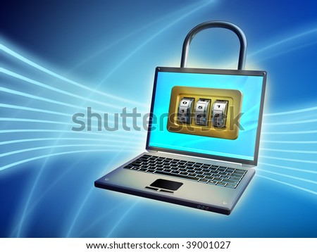 Security System Computer on Integrated Security System For A Laptop Pc  Digital Illustration