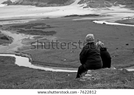 old people looking at wonderful scenery