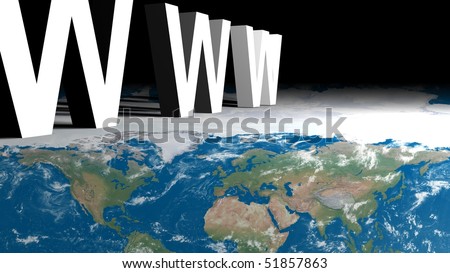world wide web www on map of color Earth