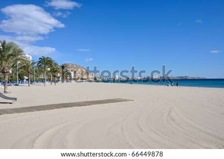 Beach in Alicante, Spain in winter. November