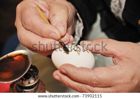 Making Easter egg with hot wax