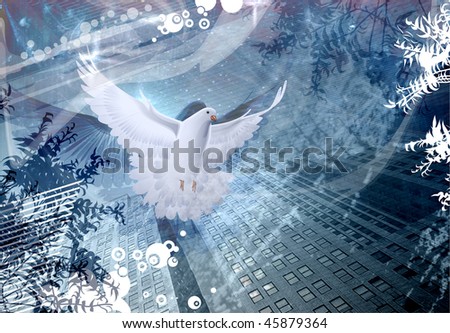 Illustration of a dove on the abstract background