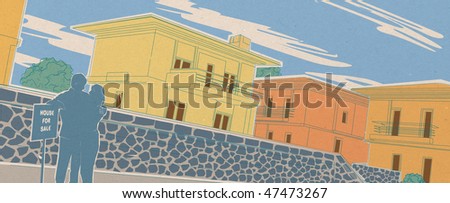 Couple Selling A House Illustration