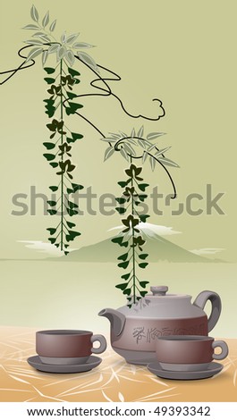 Asia Tea Cups and Teapot