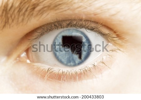 A close-up of an eye with the pupil in the shape of Southern Australia.(series)