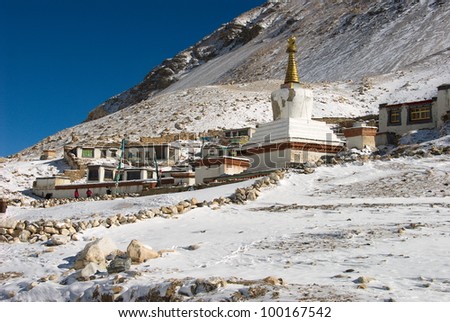Rongbuk (Rongphu) monastery, the last praying post before ascent to Mt. Everest