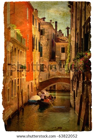 beautiful channels of Venice- retro styled picture