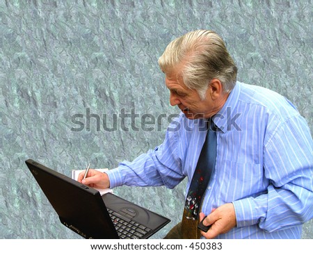 Laptop User  Showing the older executive