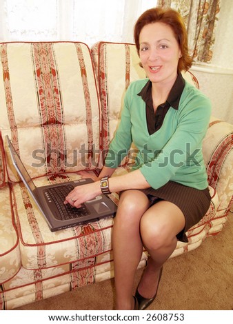 Lady with her best friend her laptop