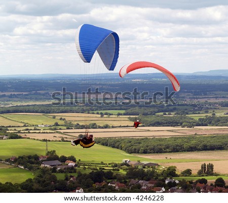 Hang gliders over the famous Sussex downs