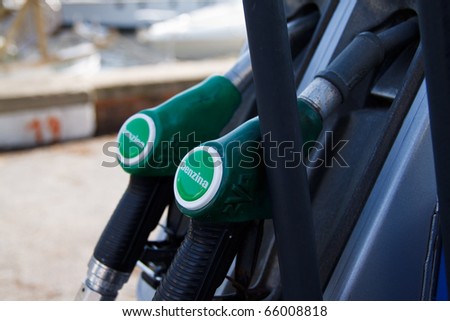 Close up of fuel pump at fuel/oil station