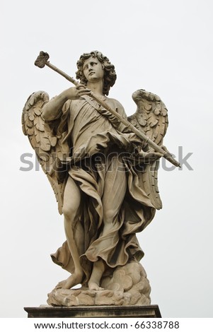 Angel sculpture from St Angelo bridge in Rome, Italy.