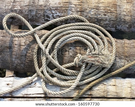 Rope spiral on sail boat deck