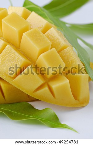 Carved mango with leaf