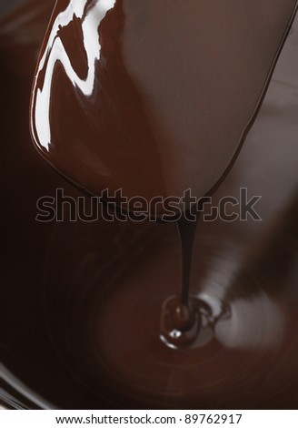 dark chocolate flowing