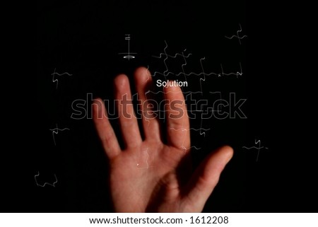 Blurred hand touching screen (grid showing where touching)