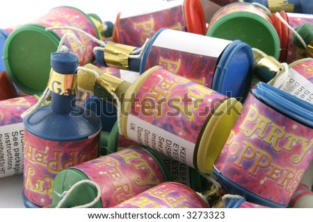 Collection of party poppers