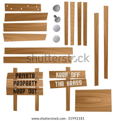 Funny Sign on Sign Set Of Wooden Sign Vector 2 Find Similar Images