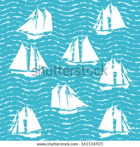 Ship and sea wave seamless background Ship and sea wave seamless background