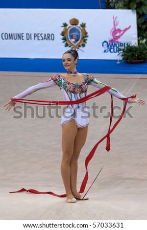 PESARO, ITALY - MAY 2: Anna Bessonova, Ukraine, competes in individual exercise with rope at Rhythmic Gymnastic World Cup 2009 on May 2, 2009 in Pesaro, Italy