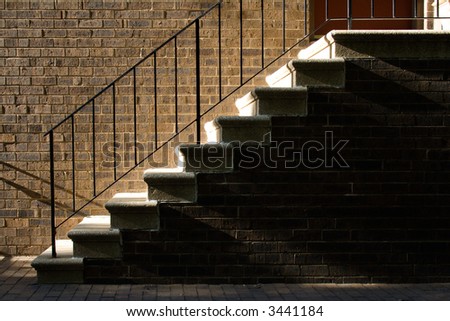 Staircase with bright side lighting and high contrast.