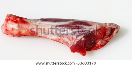 A raw lamb shank prepared and ready for cooking