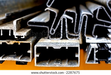 abstract close-up of the cut surface of aluminum bars