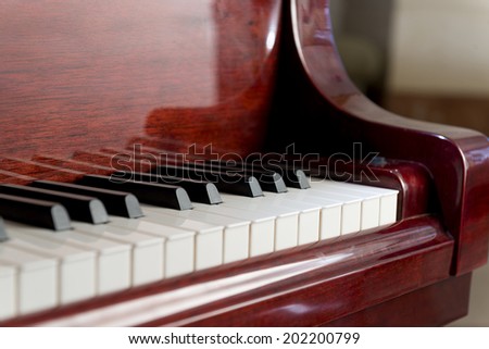 Side View of Classical Piano Keyboard