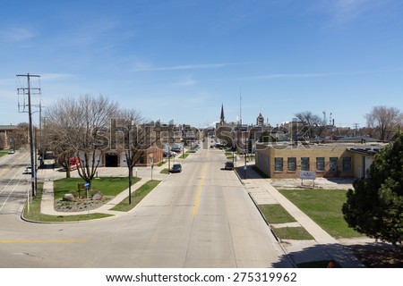Green Bay, Wisconsin - April 27:  Downtown Green Bay view from Tilleman Bridge April 27, 2015.