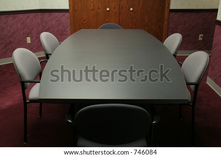 Office conference table with six chairs