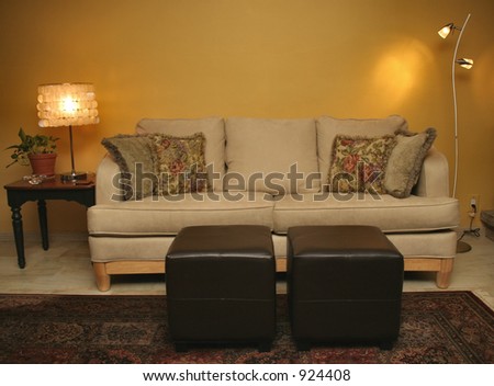 Living Room Scene with Lights