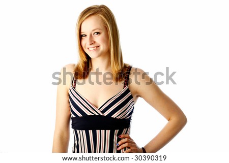 Teen pose in cute blouse