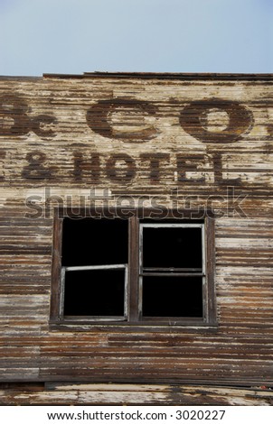 Old hotel windows in southwestern United States