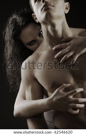 Passionate Sexual positions for young couple, isolated on black