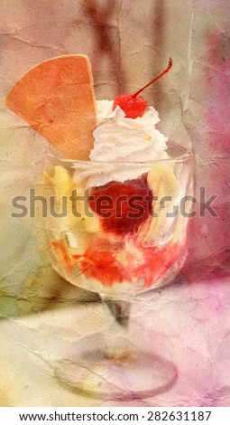 Beautiful delicious ice cream in the cup is photographed close-up